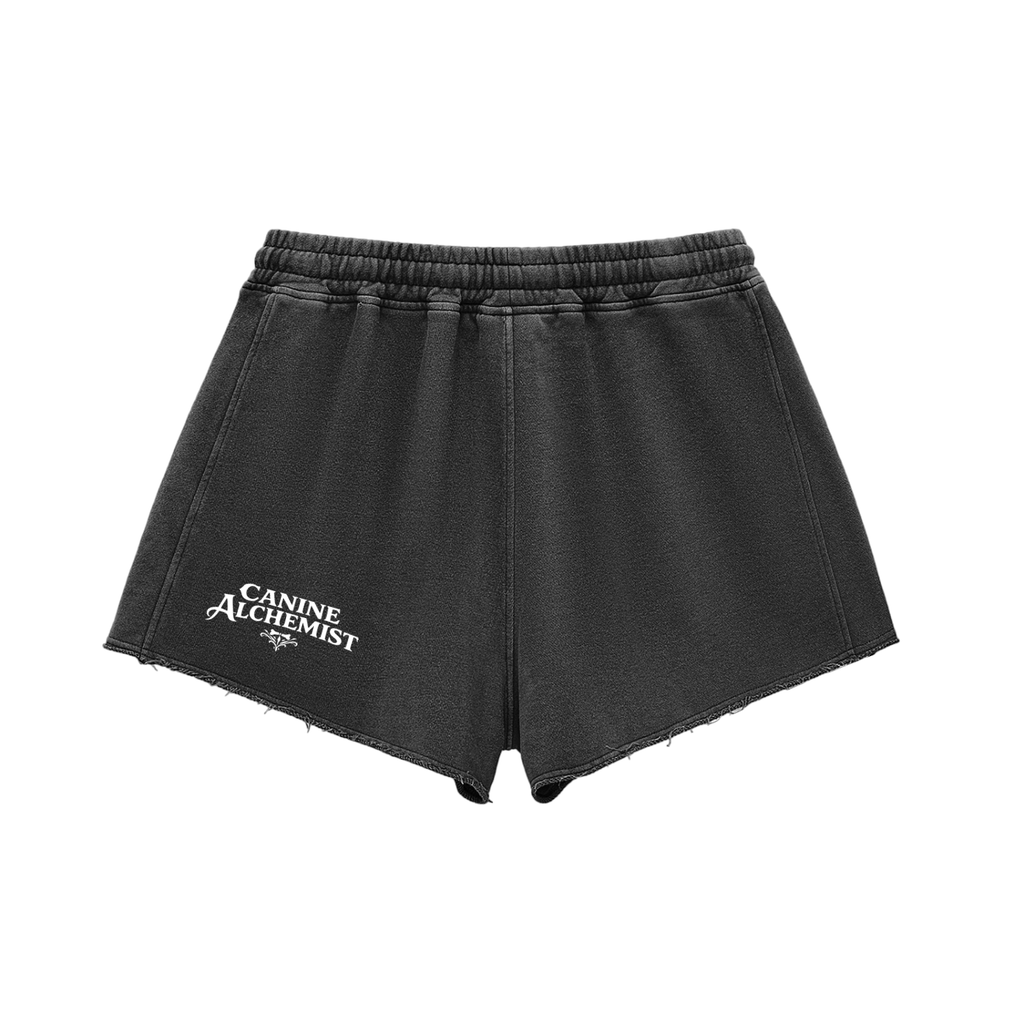 Snow Washed Raw Edge Drawstring Shorts