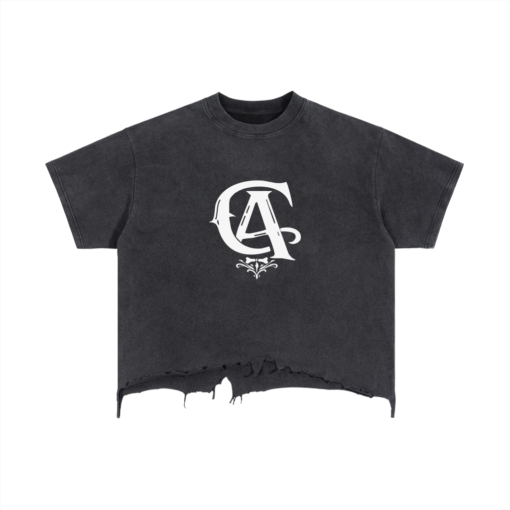Vintage Wash Boxy Distressed Hem T-Shirt
