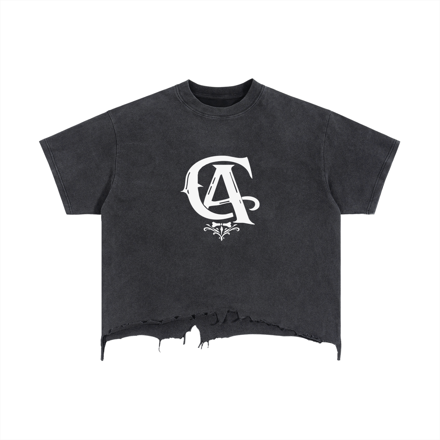 Vintage Wash Boxy Distressed Hem T-Shirt